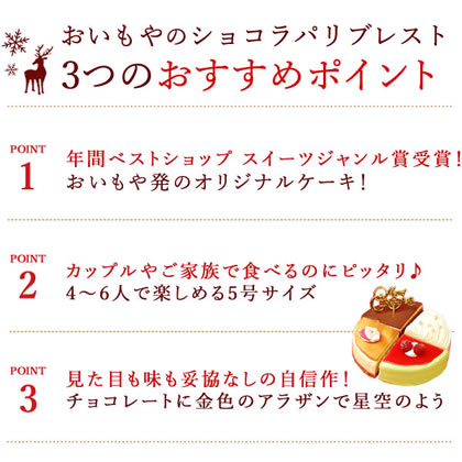 クリスマスケーキ 4種のアソートケーキ [5号] - チーズ、チョコ、ラズベリー、モンブランの4種