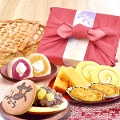 【送料無料】父の日ギフト 竹かご風呂敷スイーツ  お祝い ランキング１位のお菓子 和菓子 ギフト セット